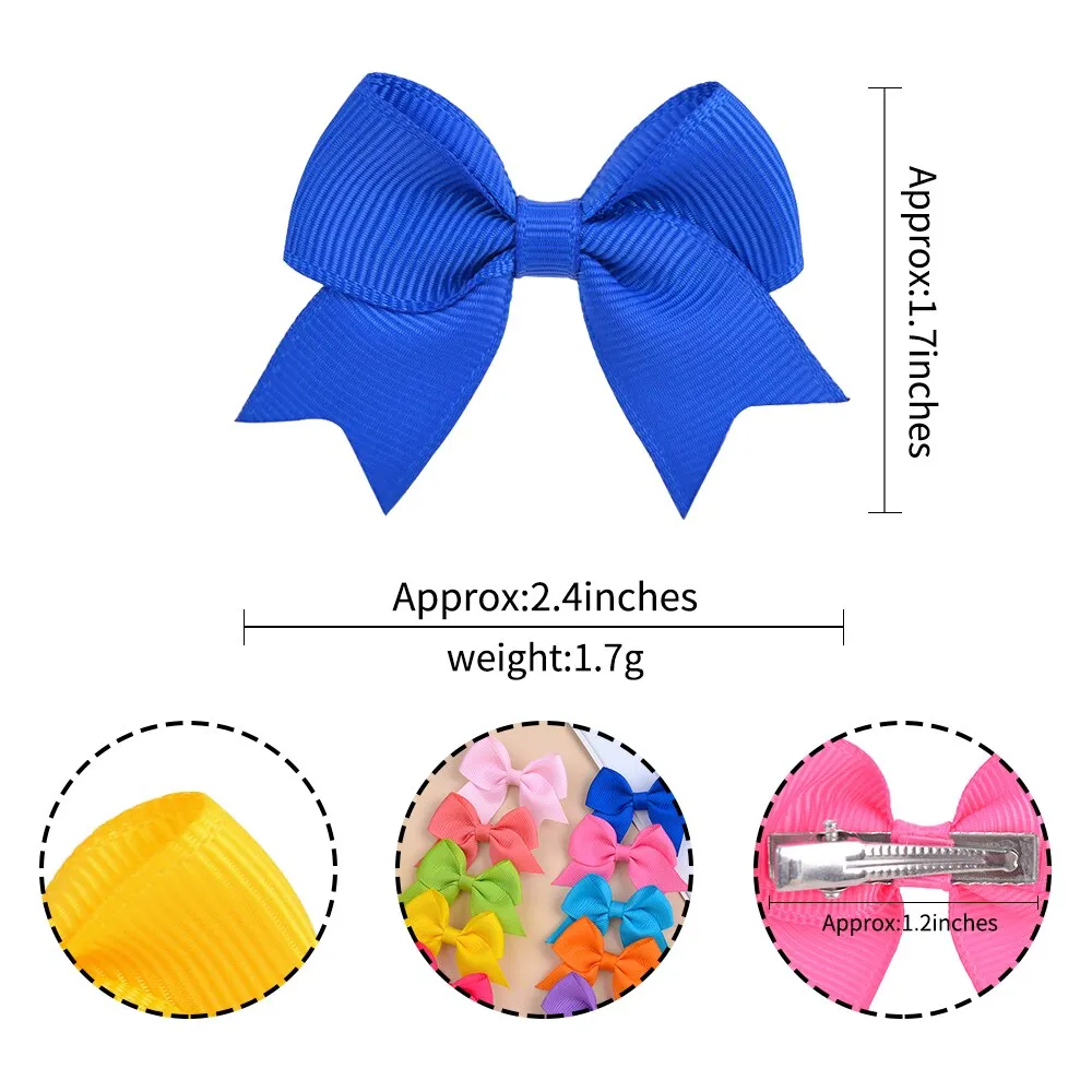 10Pcs/Set New Solid Ribbon Bowknot Hair Clips For Baby Girls Handmade