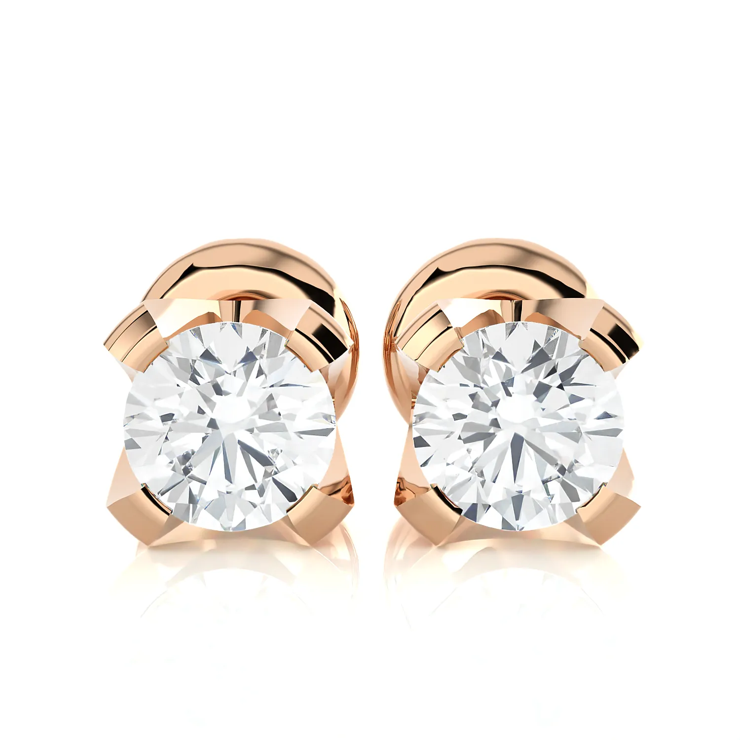 1/4 ctw Round Lab Grown Diamond Solitaire Stud Earrings