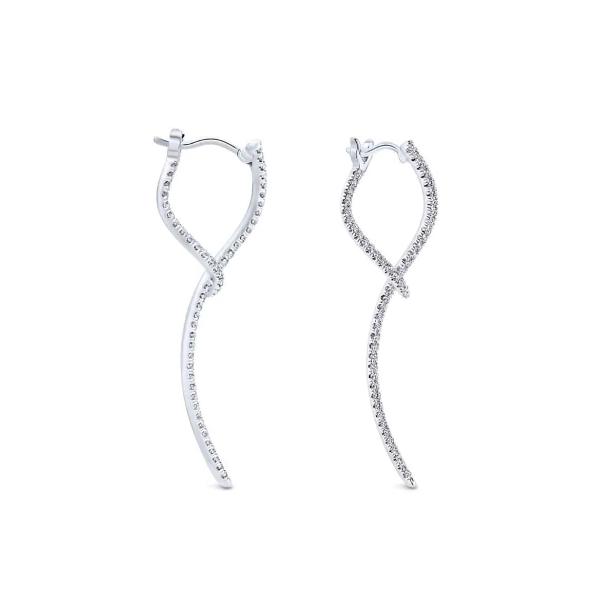 14K White Gold Sculptural Diamond Drop Earrings - EG12928W45JJ