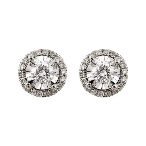 14KT White Gold & Diamond Classic Book Fashion Earrings  - 1/3 ctw