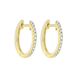 14KT Yellow Gold & Diamond Hoop Fashion Earrings  - 1/4 ctw