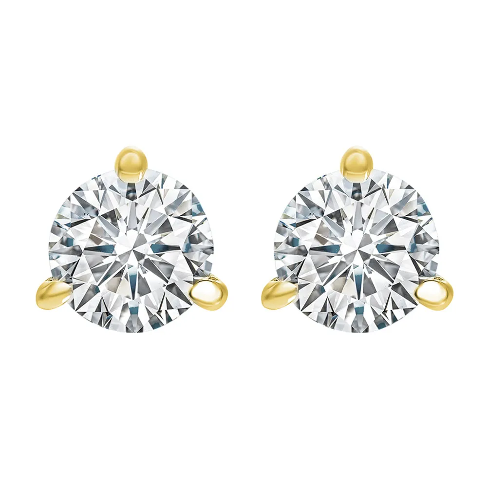 14KT Yellow Gold & Diamond Round Stud Earrings  - 2 ctw