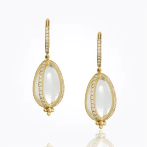 18K Classic Amulet Earrings with diamond pavé - 16x11mm