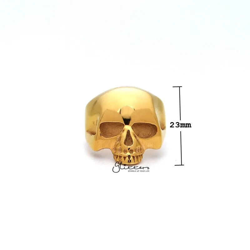 18K Gold I.P Stainless Steel Classic Skull Head Casting Men's Ring