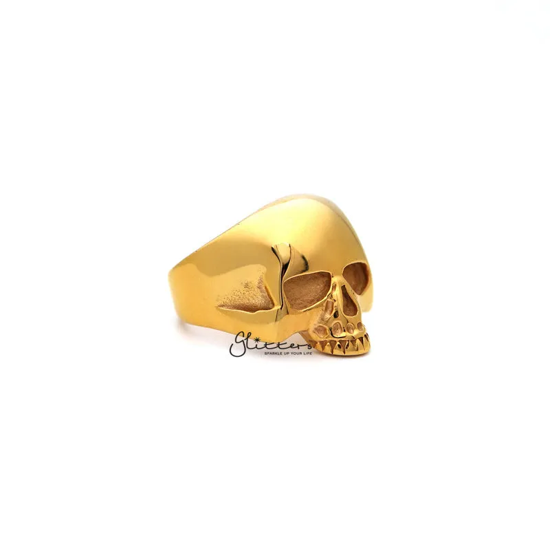 18K Gold I.P Stainless Steel Classic Skull Head Casting Men's Ring