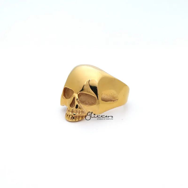 18K Gold I.P Stainless Steel Classic Skull Head Casting Men's Ring