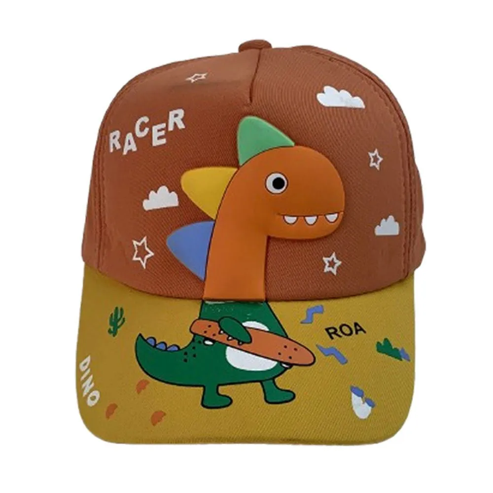 3d Super Dino orange Yellow Casual Cap for Kids