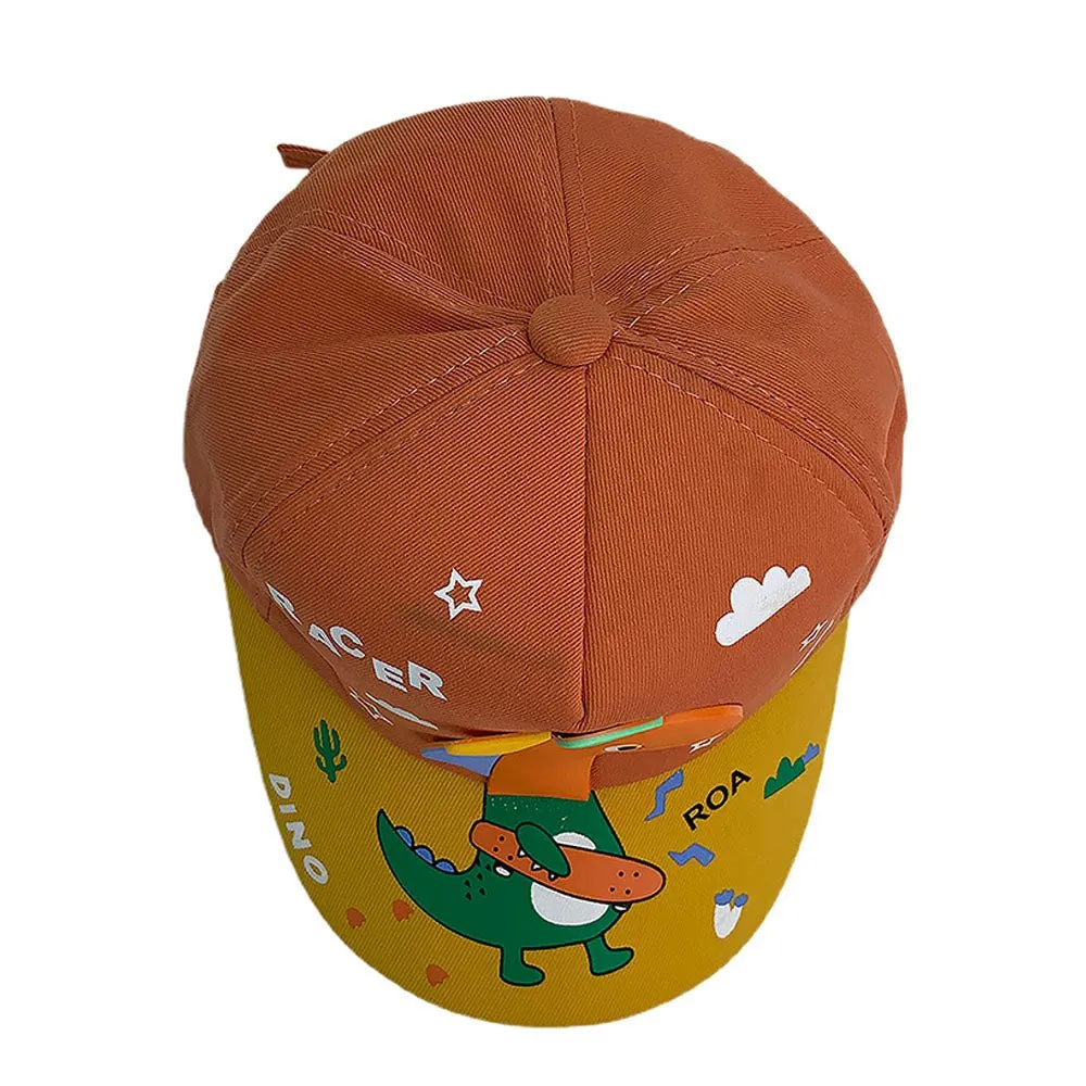 3d Super Dino orange Yellow Casual Cap for Kids