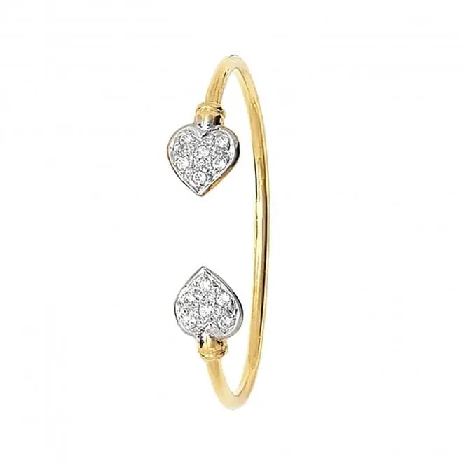 9ct Yellow Gold Baby Heart Bangle with Zirconia Stones BN323CZ