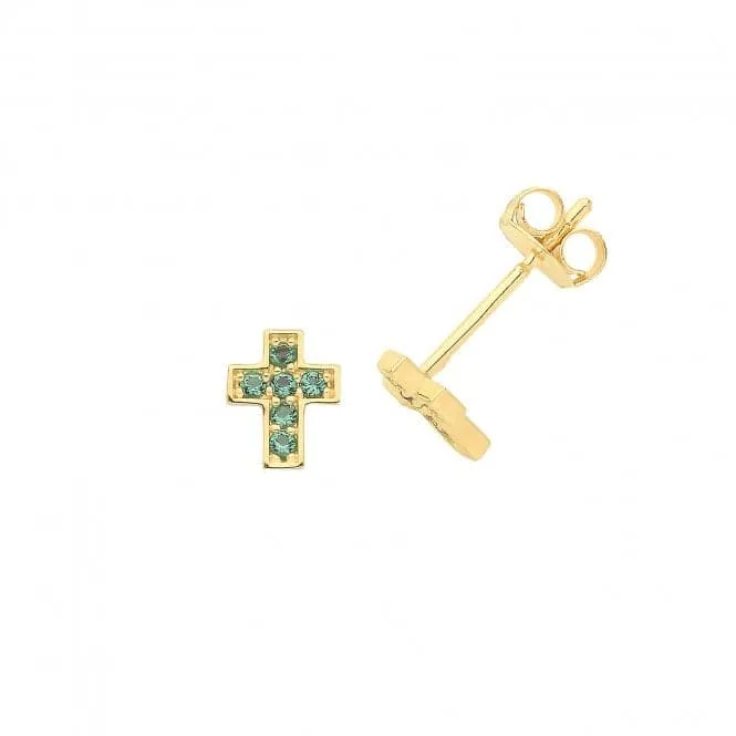 9ct Yellow Gold Cross Stud Earrings with EM Design ES1640