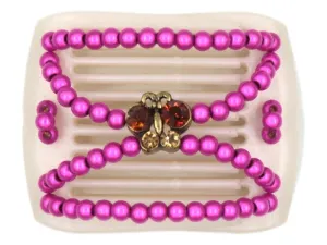 African Butterfly LadyBug Hair Comb - White Pearl 45