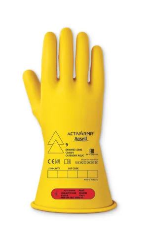 ANSELL LOW VOLTAGE ELECTRICAL INSULATING GLOVE (CLASS 0) 11" GLOVES - {ALL COLOURS / SIZES}