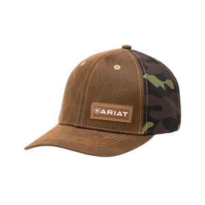 Ariat M&F Brown Camo Mesh Leather Patch Cap