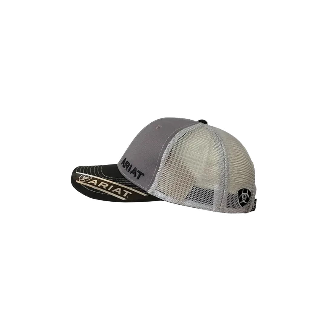 Ariat M&F Grey White Mesh Embroidered Logo Baseball Cap