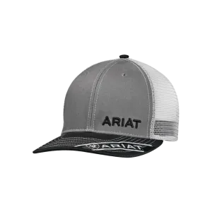 Ariat M&F Grey White Mesh Embroidered Logo Baseball Cap