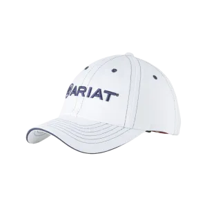 Ariat White and Navy Blue Logo Cap