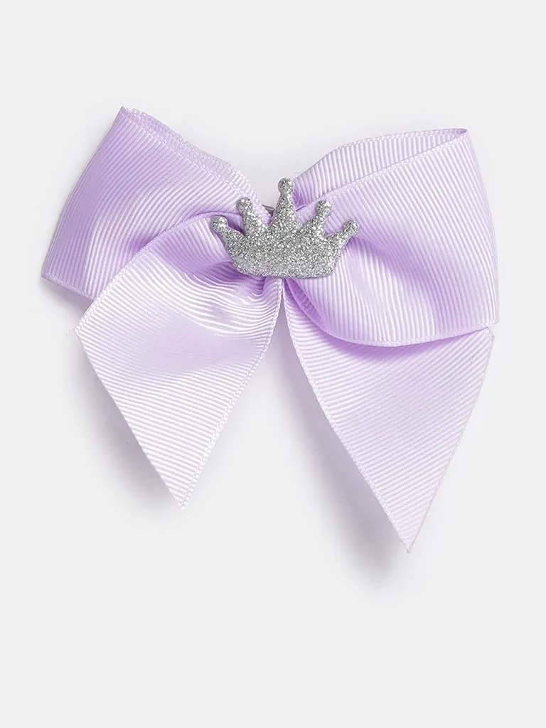 Baby Girl Crown with Bow Handmade Hairclip-Purple