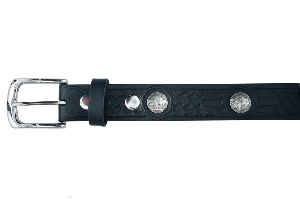 BLT Classic Black Leather Belt with Buffalo Nickel