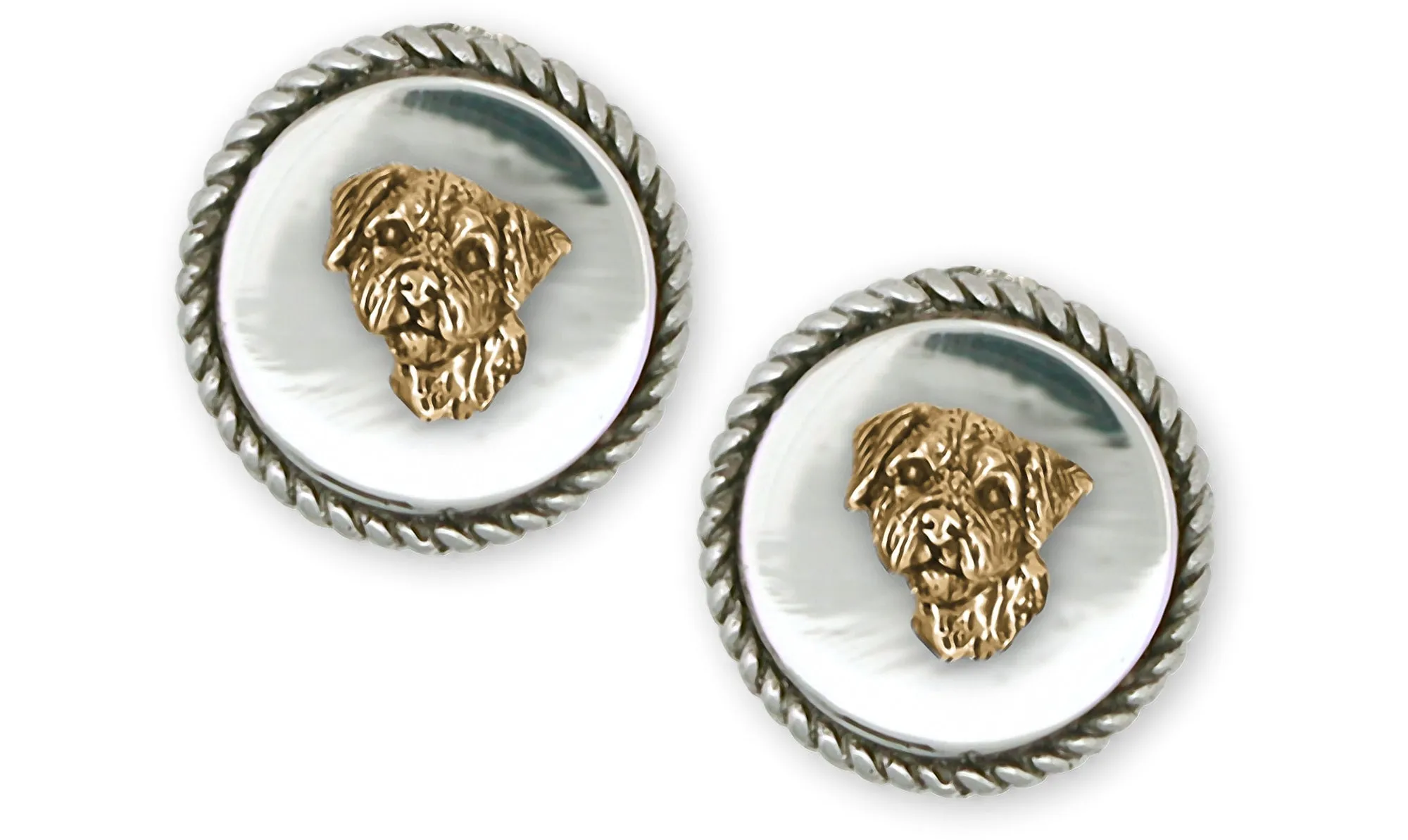 Border Terrier Jewelry Silver And 14k Gold Handmade Border Terrier Cufflinks  BDT1H-TNCL