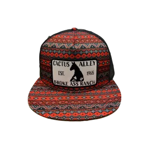 Cactus Alley Men's Goat Roping Aztec Snapback Red And Black Cap