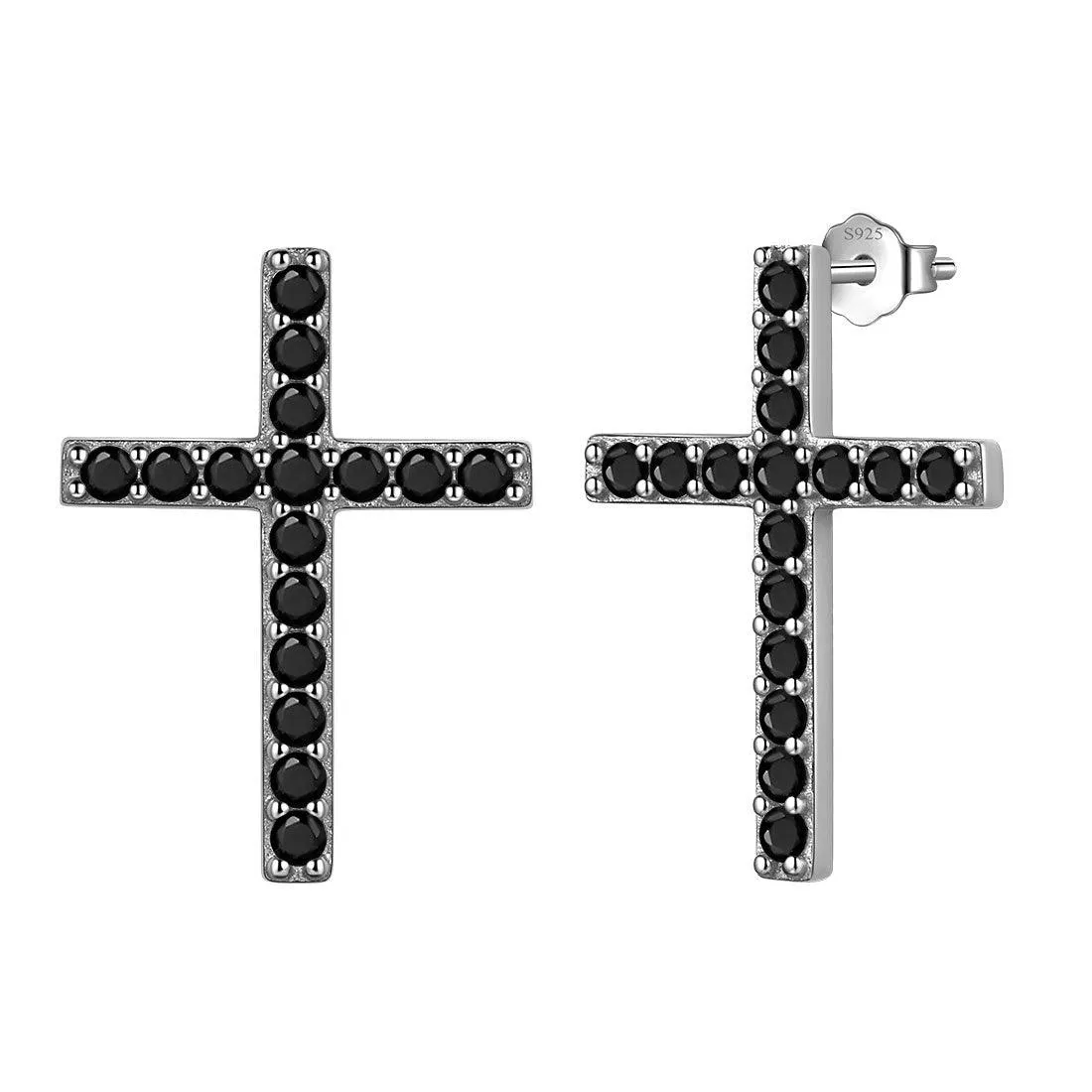 Classic Cross Stud Earrings Women Mens Jewelry Sterling Silver