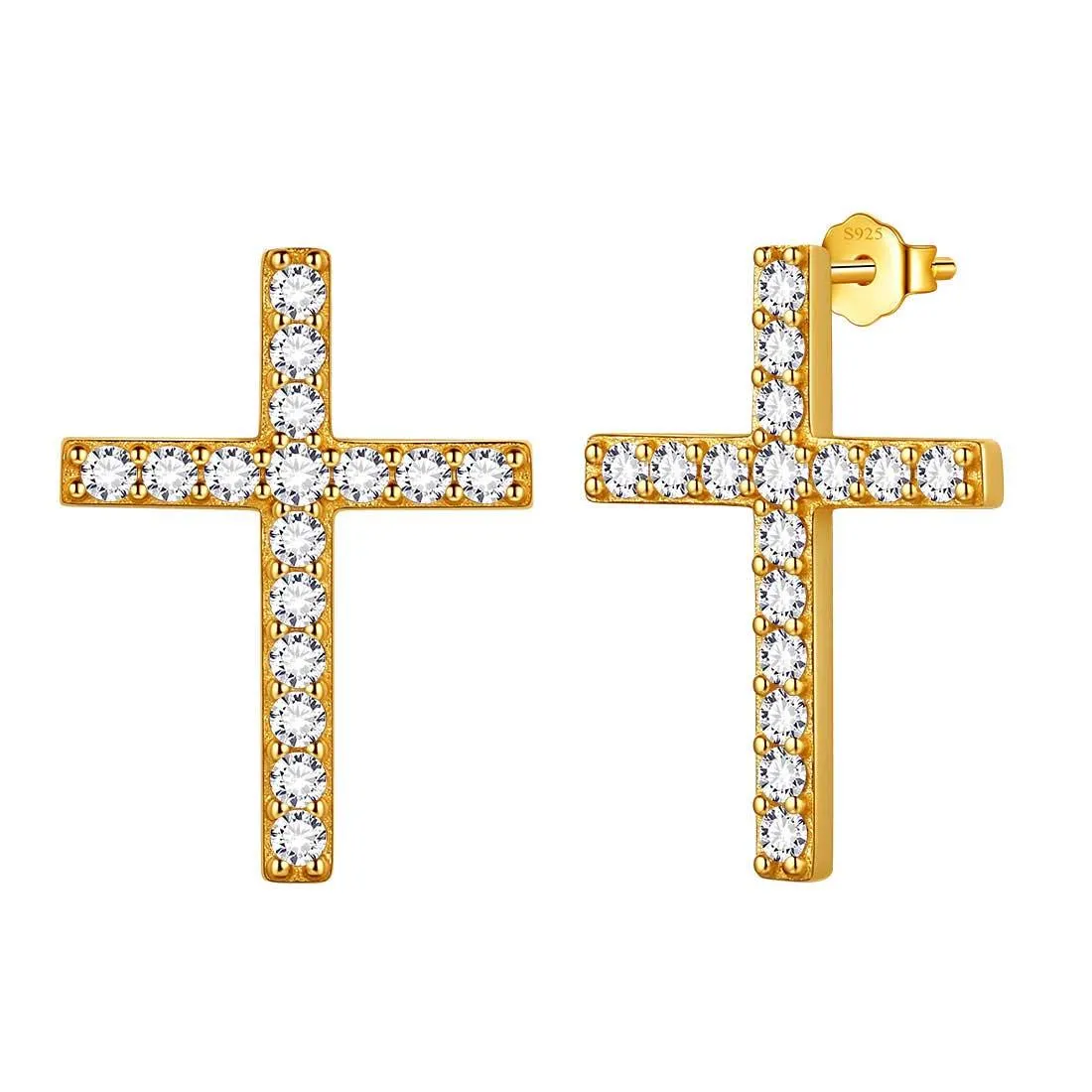 Classic Cross Stud Earrings Women Mens Jewelry Sterling Silver