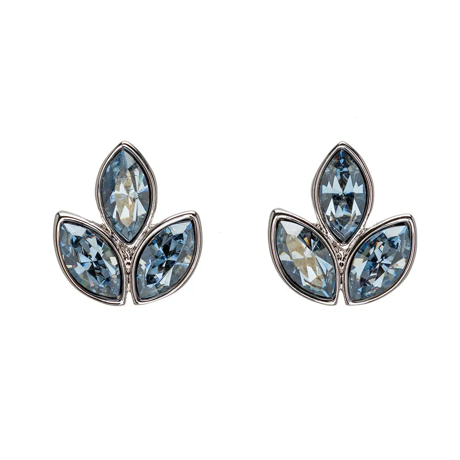 Crystal Triplet Leaf Stud Earrings