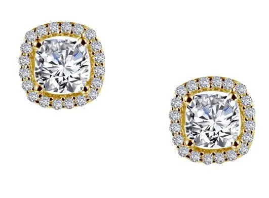 Cushion Simulated Diamond Halo Earrings E0329CLG