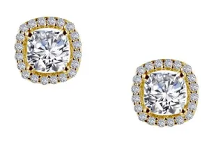 Cushion Simulated Diamond Halo Earrings E0329CLG