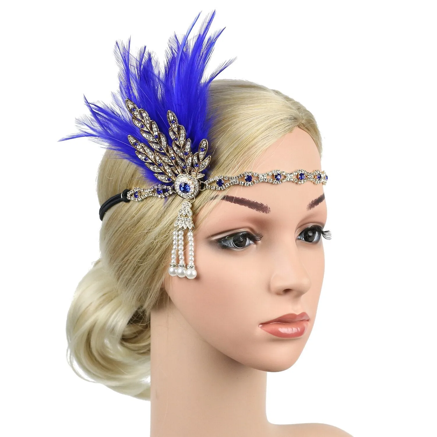 deanwangkt 1920S Flapper Headband Feather Headpiece Roaring 20S Great Gatsby Inspired Leaf Medallion Pearl Headband Women Hair Accessories