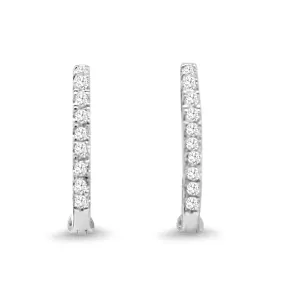 Diamond Set Hoop Earrings - 18ct White Gold