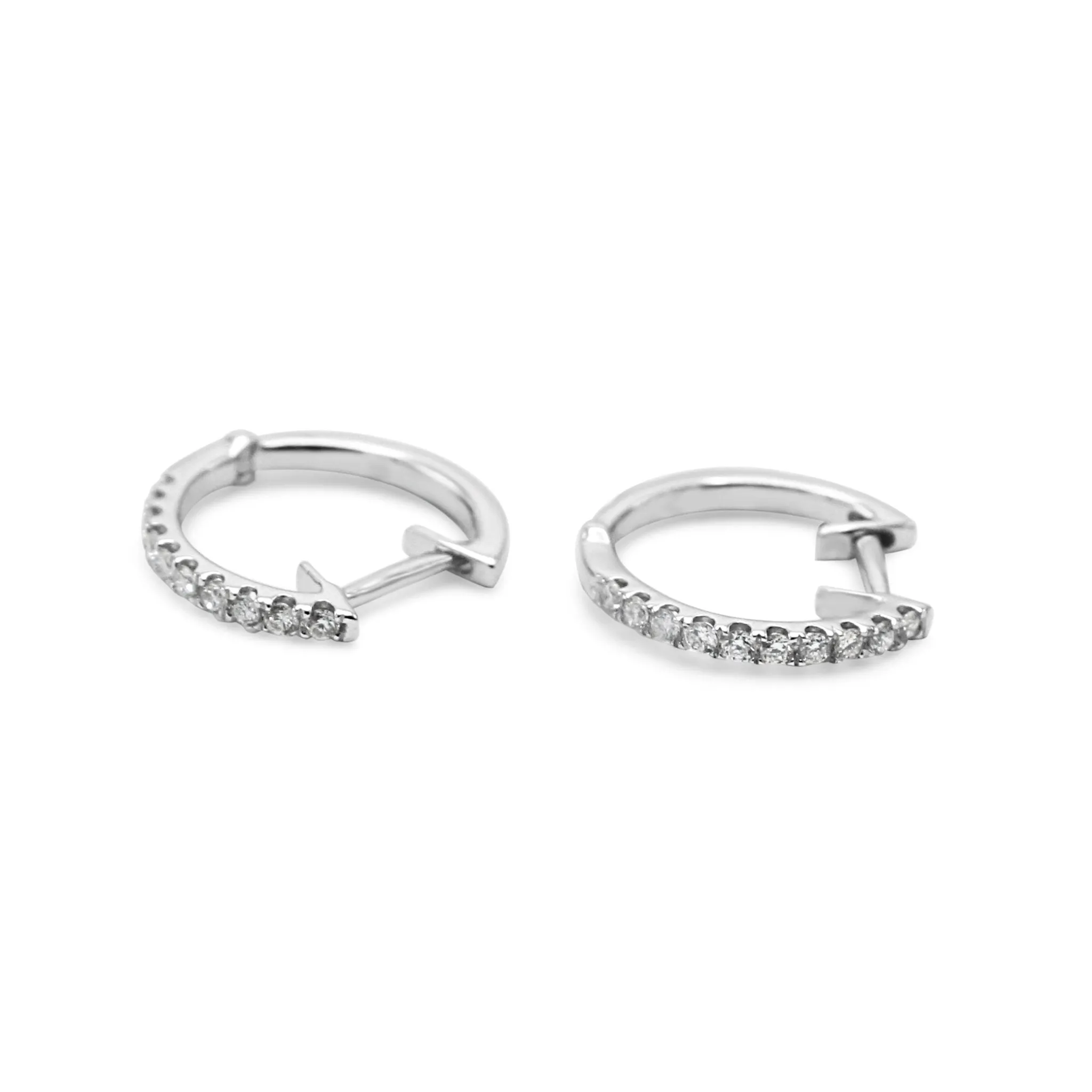 Diamond Set Hoop Earrings - 18ct White Gold