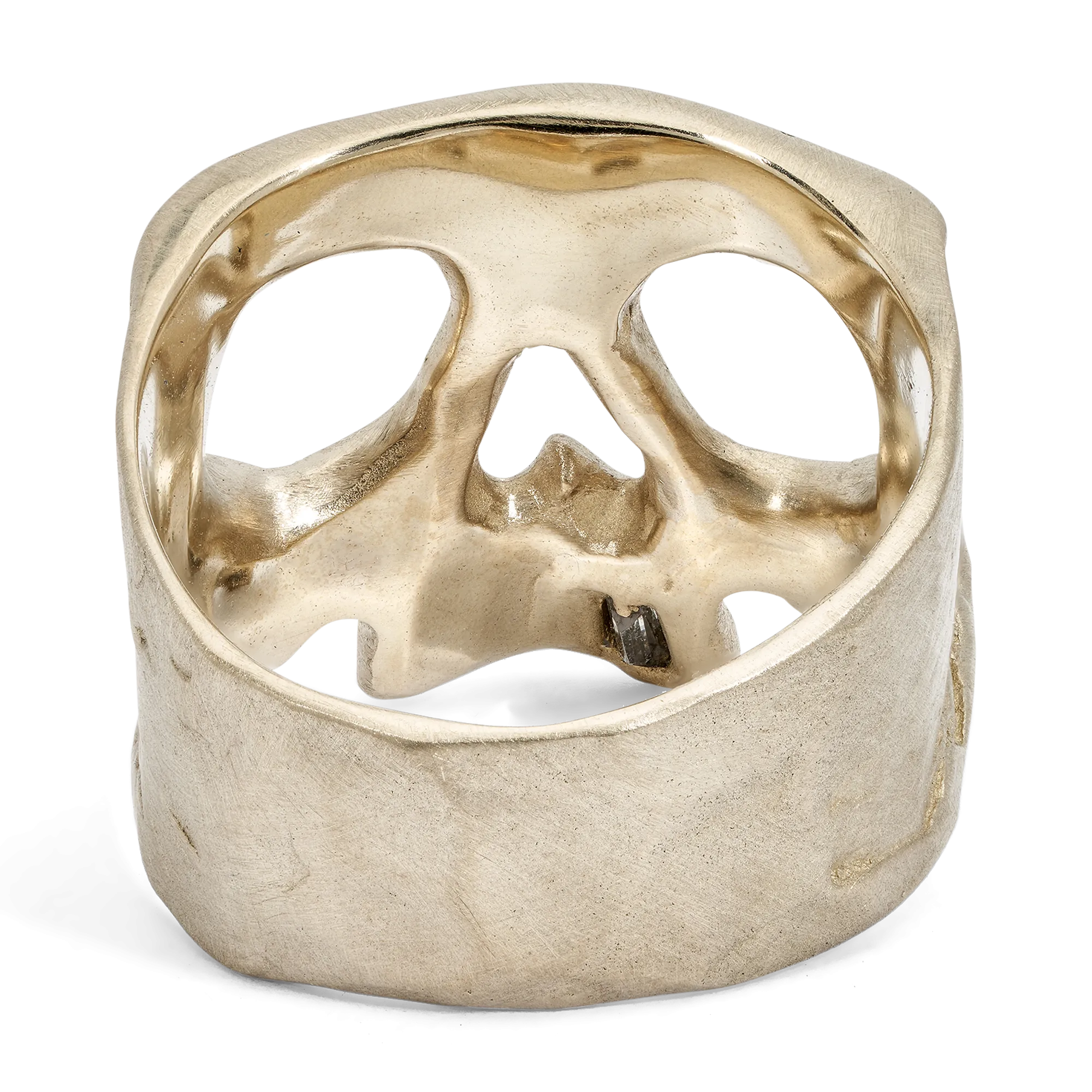 Diamond Snaggletooth Skull Ring in White - Size 7 - 11540