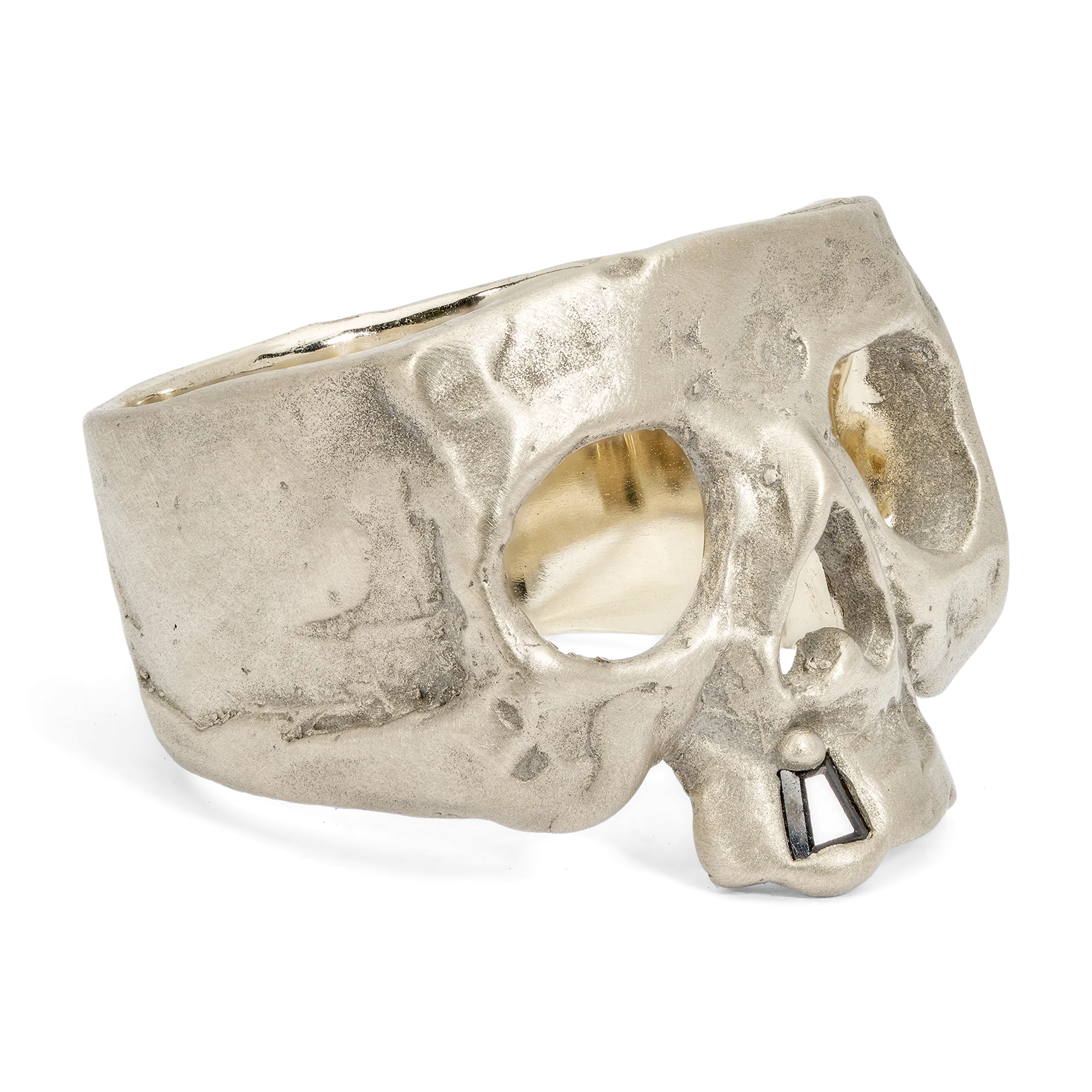 Diamond Snaggletooth Skull Ring in White - Size 7 - 11540