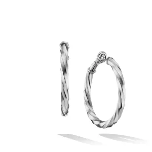 DY Cable Edge Hoop Earrings in Recycled Sterling Silver