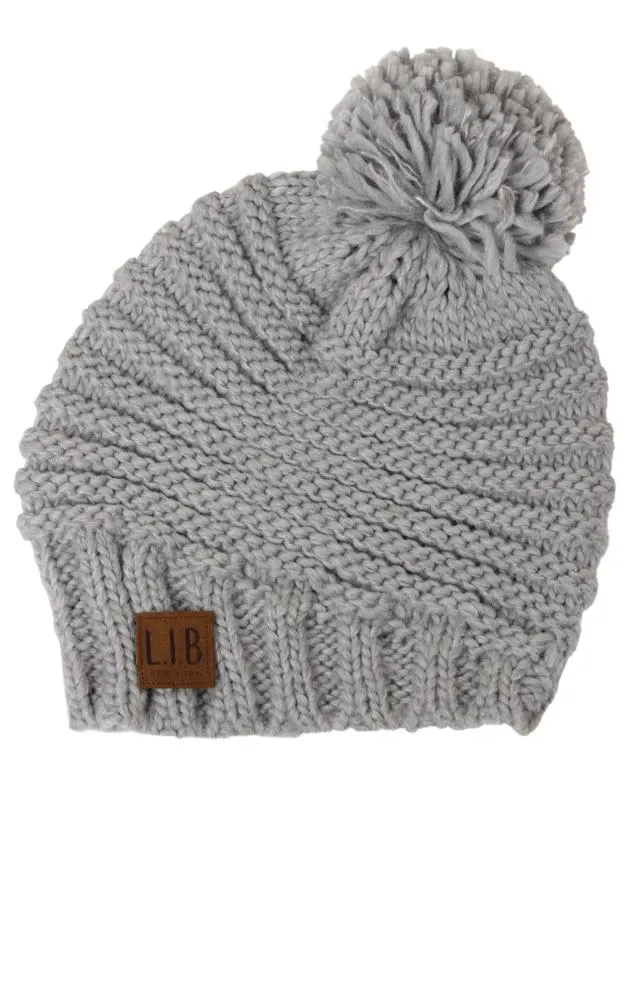 EAH9180 Stripe Knit Pompom Hat