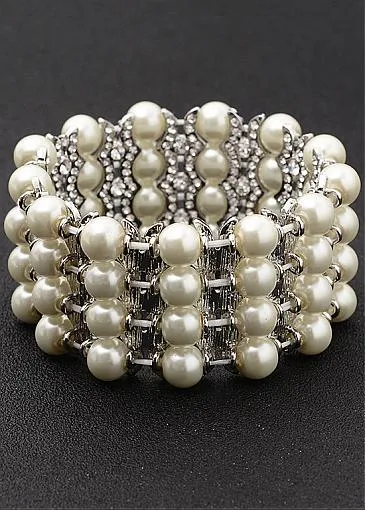 Fashion Bracelets With Rhinestones & Pearls Graceful Alloy