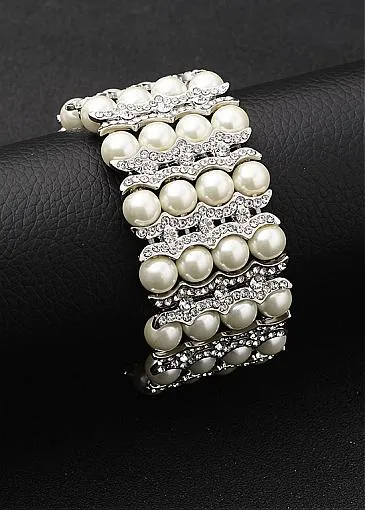 Fashion Bracelets With Rhinestones & Pearls Graceful Alloy