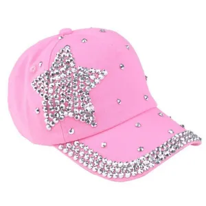 Fashion Children Kids Baseball Cap Rhinestone Star Shaped Boy Girls Snapback Hat Summer