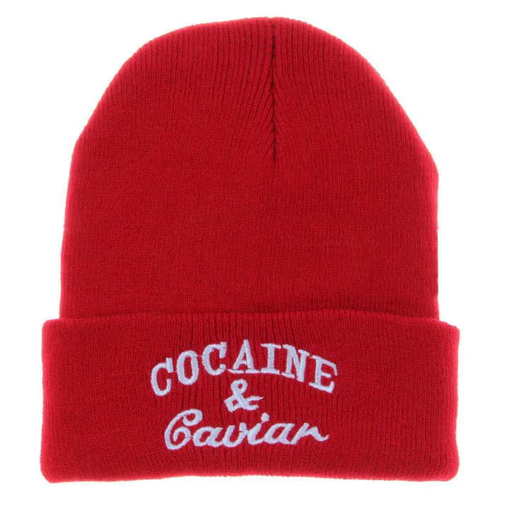 Fashion Letter Hats Gorros Bonnets Cocain & Caviar Winter Cap Women Men Skullies Beanie Female Hiphop Knitted Hat Toucas