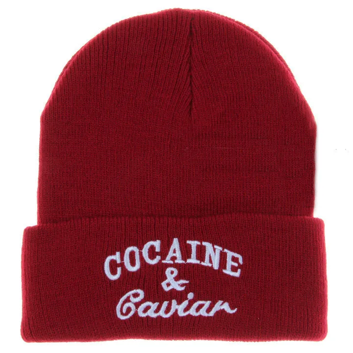 Fashion Letter Hats Gorros Bonnets Cocain & Caviar Winter Cap Women Men Skullies Beanie Female Hiphop Knitted Hat Toucas