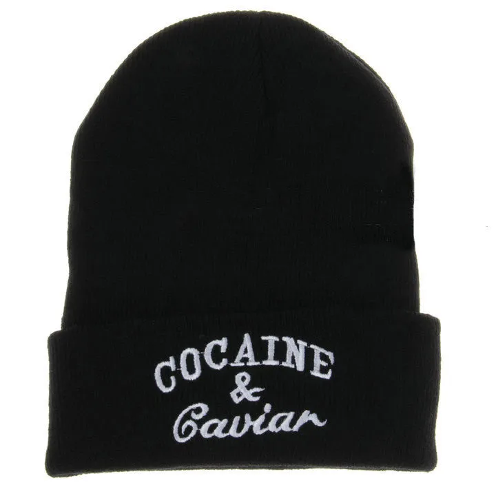 Fashion Letter Hats Gorros Bonnets Cocain & Caviar Winter Cap Women Men Skullies Beanie Female Hiphop Knitted Hat Toucas