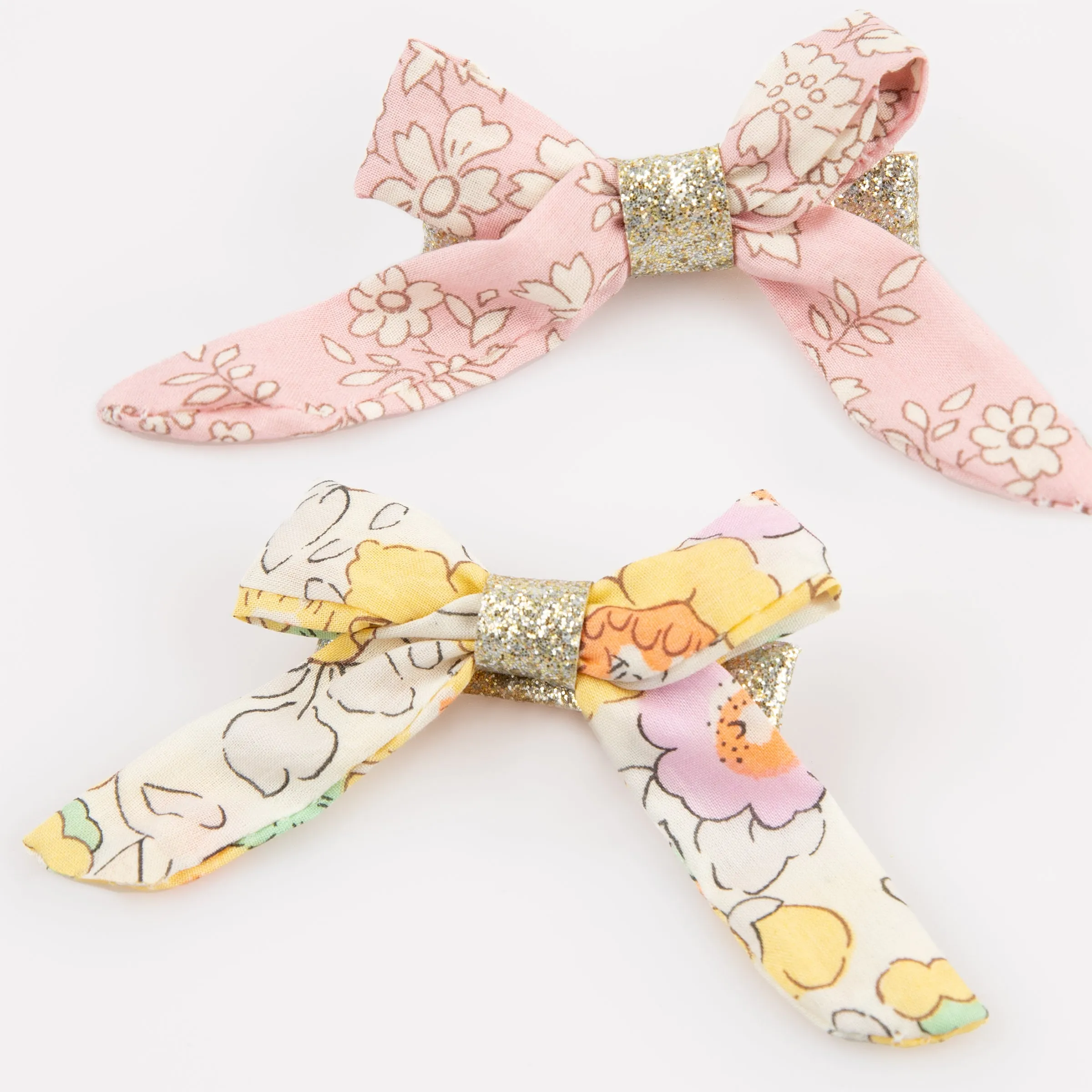 Floral Bow Hair Clips (x 4)