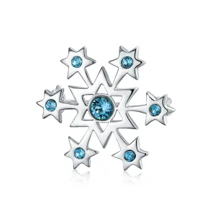 Frozen Winter Aqua Ice Blue CZ Snowflake Brooche Pin for Holiday Party Scarves