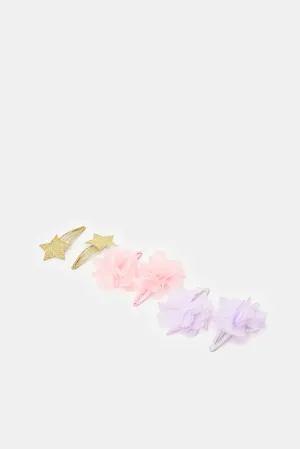 Girls Assorted Embellished Hair Clip Set (Pack of 6)