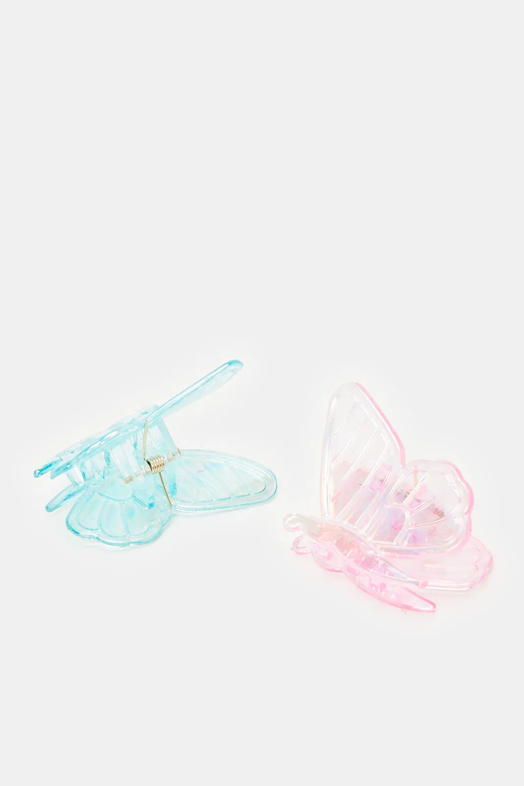 Girls Blue And Pink Butterfly Hair Claw Set (Pack of 2)