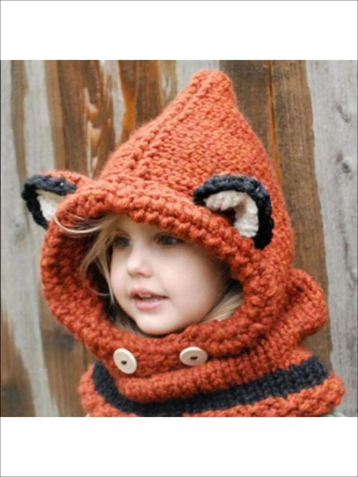 Girls Fall Knitted Fox Scarf Beanie