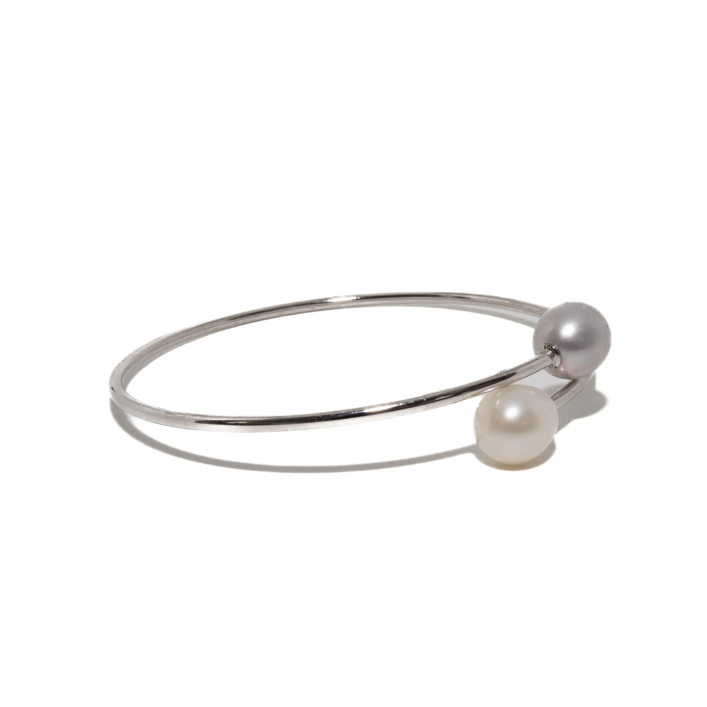 Gleaming Silver Pearl Duet Bracelet