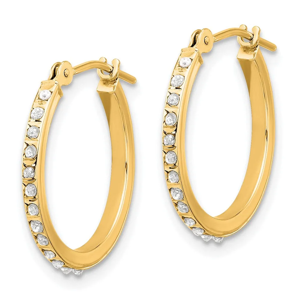 Gold Diamond Fascination Polished Hoop Earrings - Model DF347