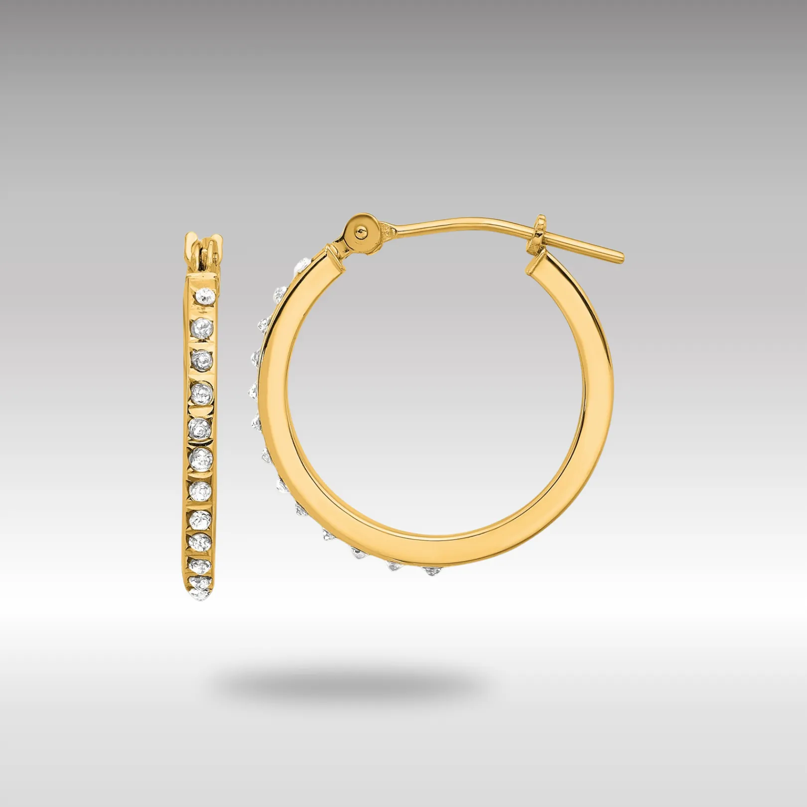 Gold Diamond Fascination Polished Hoop Earrings - Model DF347